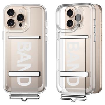 Custodia con cinturino GKK per iPhone 16 Pro Max - Argento / Trasparente
