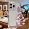 Custodia ibrida antiurto per iPhone 16 Pro Max Glitter con cinturino da polso - Trasparente