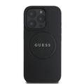 Custodia ibrida iPhone 16 Pro Max Guess Grained Classic Logo - Compatibile con MagSafe - Nera