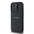 Custodia ibrida iPhone 16 Pro Max Guess Grained Classic Logo - Compatibile con MagSafe - Nera