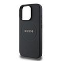 Custodia ibrida iPhone 16 Pro Max Guess Grained Classic Logo - Compatibile con MagSafe - Nera