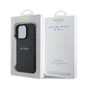 Custodia ibrida iPhone 16 Pro Max Guess Grained Classic Logo - Compatibile con MagSafe - Nera