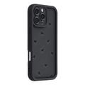 Custodia antiurto in TPU per iPhone 16 Pro Max con motivo a cuore e bordi rialzati - Nera