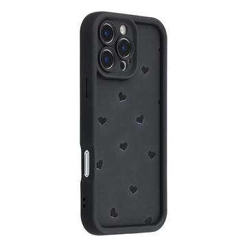 Custodia antiurto in TPU per iPhone 16 Pro Max con motivo a cuore e bordi rialzati