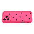Custodia TPU antiurto per iPhone 16 Pro Max con motivo a cuore e bordi rialzati - Rosa caldo