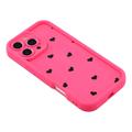 Custodia TPU antiurto per iPhone 16 Pro Max con motivo a cuore e bordi rialzati - Rosa caldo