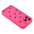 Custodia TPU antiurto per iPhone 16 Pro Max con motivo a cuore e bordi rialzati - Rosa caldo