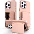 Custodia ibrida per iPhone 16 Pro Max con specchio nascosto e slot per schede - rosa