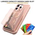Custodia ibrida per iPhone 16 Pro Max con specchio nascosto e slot per schede - rosa