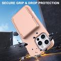 Custodia ibrida per iPhone 16 Pro Max con specchio nascosto e slot per schede - rosa