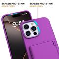 Custodia ibrida per iPhone 16 Pro Max con specchio nascosto e slot per schede - viola