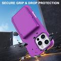 Custodia ibrida per iPhone 16 Pro Max con specchio nascosto e slot per schede - viola