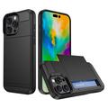 Custodia Ibrida con Portacarte Scorrevole per iPhone 16 Pro Max - Nera