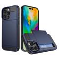 Custodia Ibrida con Portacarte Scorrevole per iPhone 16 Pro Max - Blu Scuro