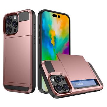 Custodia Ibrida con Portacarte Scorrevole per iPhone 16 Pro Max - Rosa Oro