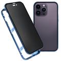 Custodia Magnetica con Vetro Temperato per iPhone 16 Pro Max - Privacy - Blu Scuro