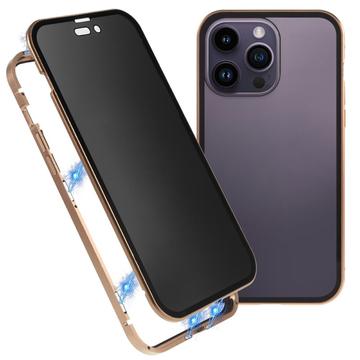 Custodia Magnetica con Vetro Temperato per iPhone 16 Pro Max - Privacy - Color Oro
