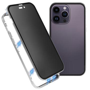Custodia Magnetica con Vetro Temperato per iPhone 16 Pro Max - Privacy - Color Argento
