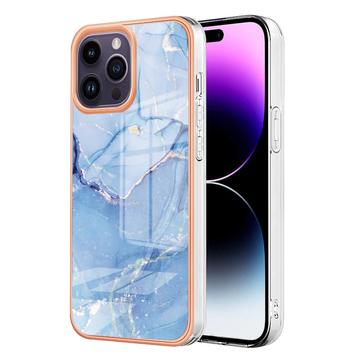 Custodia in TPU per iPhone 16 Pro Max con rivestimento elettrolitico in marmo - Blu