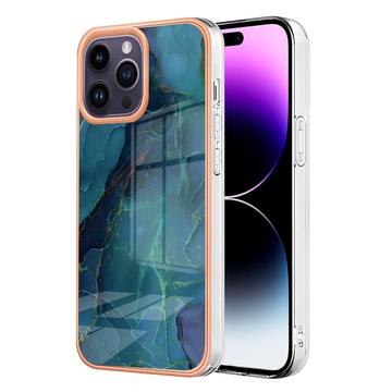 Custodia in TPU elettrolitico per iPhone 16 Pro Max con motivo marmorizzato IMD - verde