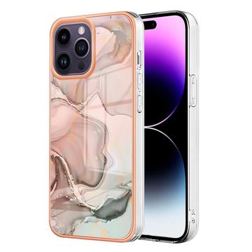 Custodia in TPU elettrolitico per iPhone 16 Pro Max con motivo marmorizzato IMD - rosa
