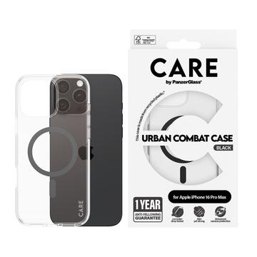 Custodia per iPhone 16 Pro Max PanzerGlass Care Transparent Urban Combat - Compatibile con MagSafe - Nero
