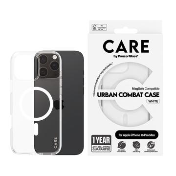 Custodia per iPhone 16 Pro Max PanzerGlass Care Transparent Urban Combat - Compatibile con MagSafe - Bianco