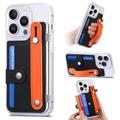 Custodia in plastica CY1 per iPhone 16 Pro Max - Slot per schede, cinturino da polso, supporto per il calcio - Nero