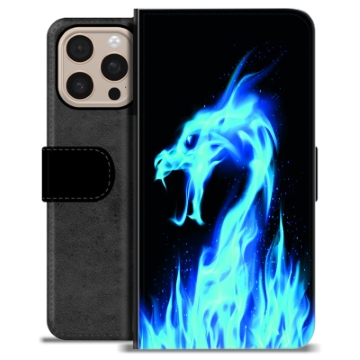 iPhone 16 Pro Max Custodia Portafoglio - Drago di Fuoco Blu
