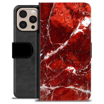 iPhone 16 Pro Max Custodia Portafoglio - Marmo Rosso