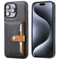 Custodia in Stile Retrò con Portafoglio per iPhone 16 Pro Max - Nera