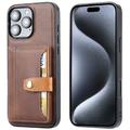 Custodia in Stile Retrò con Portafoglio per iPhone 16 Pro Max - Marrone