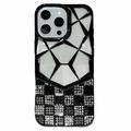 Custodia iPhone 16 Pro Max con motivo diamante geometrico e strass - Nero