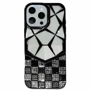 Custodia iPhone 16 Pro Max con motivo diamante geometrico e strass