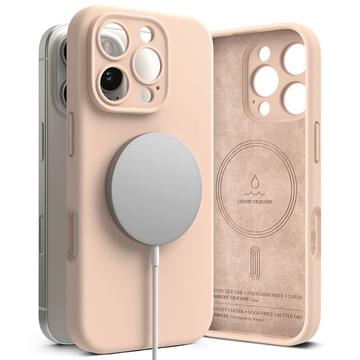 Custodia MagSafe in silicone liquido Ringke per iPhone 16 Pro Max - Sabbia rosa