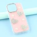 Custodia ibrida iPhone 16 Pro Max Amore scintillante e perla - Rosa