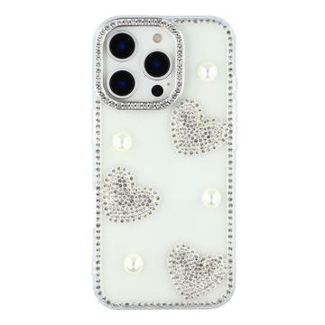 Custodia ibrida iPhone 16 Pro Max Amore scintillante e perla - Trasparente