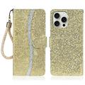 iPhone 16 Pro Max Custodia a portafoglio glitterata - Oro