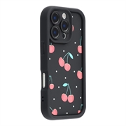 Custodia antiurto in TPU per iPhone 16 Pro Max con bordi rialzati - Nera / Ciliegie