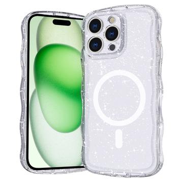 Custodia MagSafe per iPhone 16 Pro Max Wave-Edge Laser Glitter - Trasparente