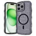 Custodia MagSafe per iPhone 16 Pro Max Wave-Edge Laser Glitter - Nero traslucido