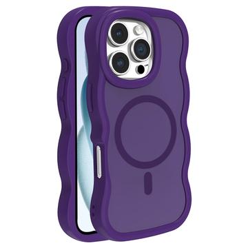 Custodia ibrida magnetica con bordo ondulato per iPhone 16 Pro Max - Viola