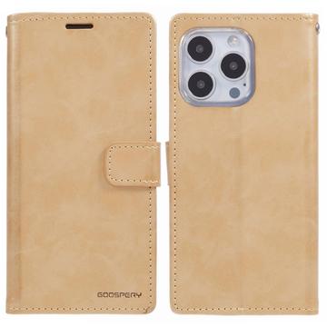 Custodia a portafoglio per iPhone 16 Pro Mercury Goospery Blue Moon - Oro