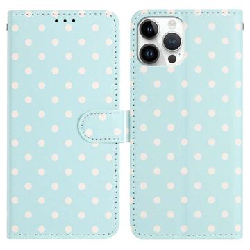 Custodia a portafoglio per iPhone 16 Pro con motivo a pois - Blu