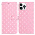 Custodia a portafoglio per iPhone 16 Pro con motivo a pois - Rosa