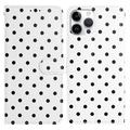 Custodia a portafoglio per iPhone 16 Pro con motivo a pois - Bianca