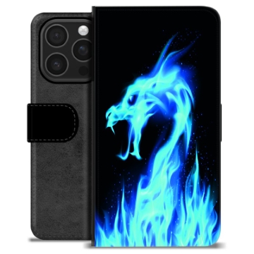 iPhone 16 Pro Custodia Portafoglio - Drago di Fuoco Blu
