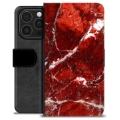 iPhone 16 Pro Custodia Portafoglio - Marmo Rosso