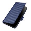 iPhone 16 Pro Custodia Premium a portafoglio con cinturino - Struttura in fibra di carbonio - Blu carbonio