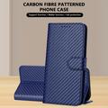 iPhone 16 Pro Custodia Premium a portafoglio con cinturino - Struttura in fibra di carbonio - Blu carbonio